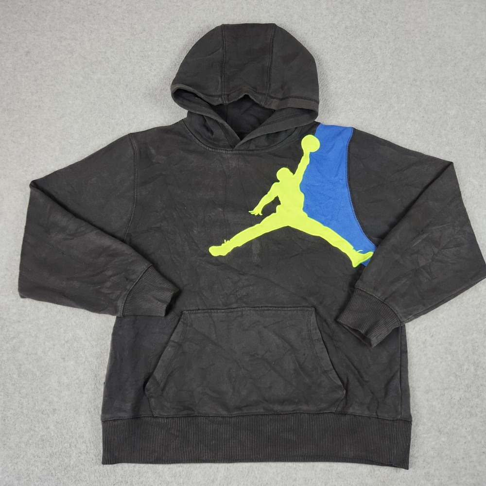 Jordan Hoodie Youth XL Black Fleece Lined Big Jumpman Logo Athleisure Pullover